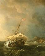 Willem Van de Velde The Younger An English Ship in a Gale Trying to Claw off a Lee Shore oil painting